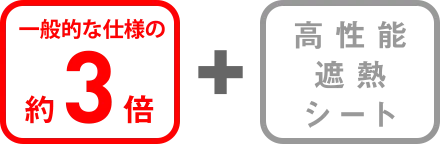 一般的な使用の約3倍＋高性能遮熱シート